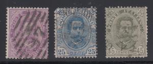 Italy Sc 50, 70, 71 used 1879-1895 definitives, 3 different