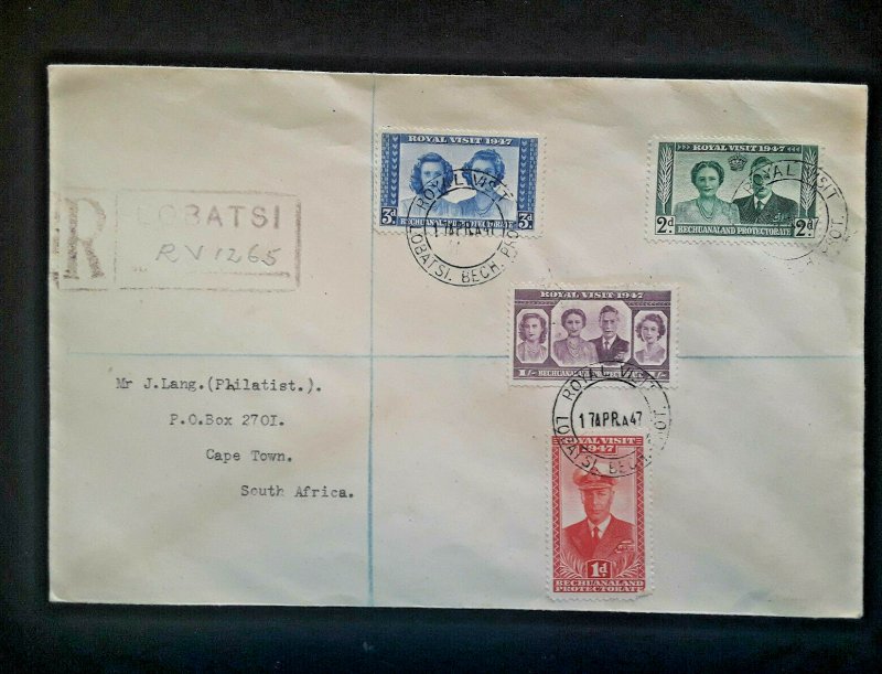 1947 Bechuanaland Protectorate To Cape Town South Africa Royal Visit Cover