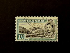 Ascension: 1938, 1d black & green, perf. 13½, SG 39, Fine Used
