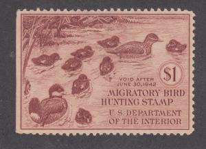 US Sc RW8 MLH. 1941 $1 Ruddy Ducks, Duck Hunting Permit Stamp