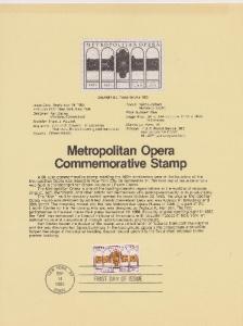 US SP626 Metropolitan Opera Souvenir Page #2054