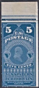 US PR5 Newspapers Ave - F Mint Plate # Single cv $225++