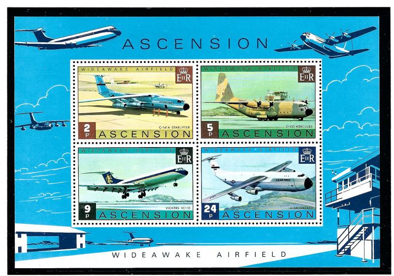 Ascension Is 185-88 MNH 1975 Airplanes S/S
