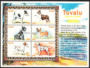 Tuvalu 2000 MNH Sc #837 Sheet of 6 90c - Domestic Dogs