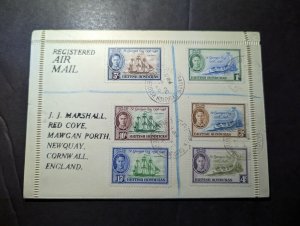 1949 Registered British Honduras Airmail Cover Newquay to Cornwall England
