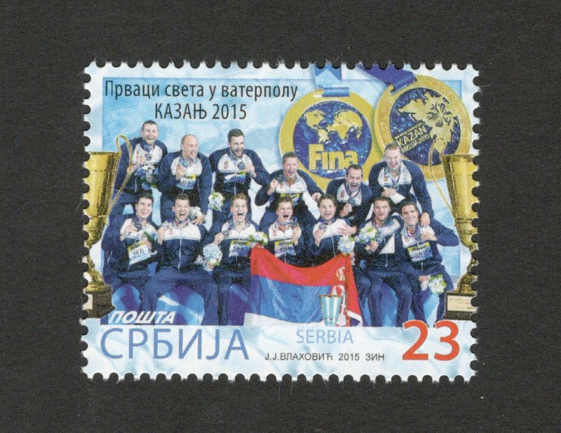 SERBIA-MNH** STAMP-SPORT-THE WORLD CHAMPIONS IN WATER POLO, KAZAN, RUSSIA-2015