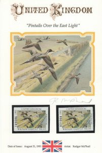 UK1 - United Kingdom Duck Stamp Presentation Card. With Stamps. A/S. #02 UK1pcws