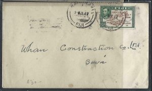 FIJI ISLANDS COVER (PP0211B) 1947  KGVI   2 1/2D MAP RAKI RAKI TO SUVA 