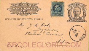 ad6235 - HAVANA - Postal History - Stamp on STATIONERY CARD to ADEN !! 1925