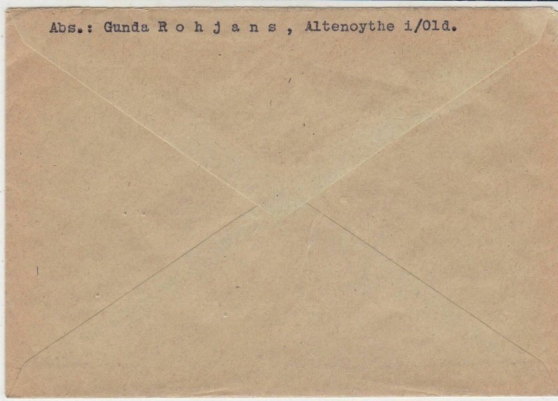 Germany Altenoythe 1948 Allied Occupation Stamps Cover to Oldenburg Ref 32365