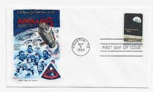 US 1371 (Me-18) 6c Apollo 8 single on FDC Fleetwood Cachet Unaddressed ECV$15.00