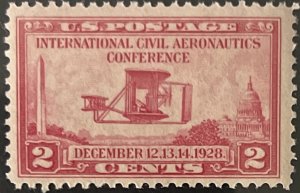 Scott #649 1928 2¢ Int'l. Civil Aeronautics Conference Wright Flyer MNG OG