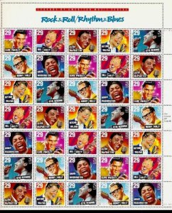 US Stamp - 1993 Rock & Roll 35 Stamp Sheet Elvis Otis Haley Holly #2724-30