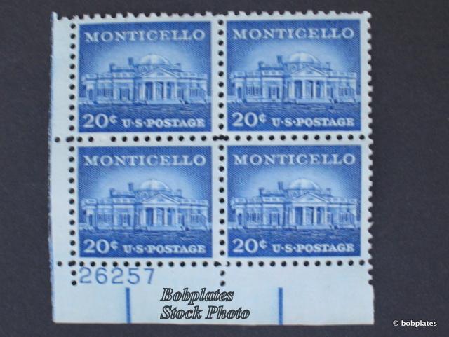 #1047 Monticello 25653 Lower Right  Plate Block F-VF NH