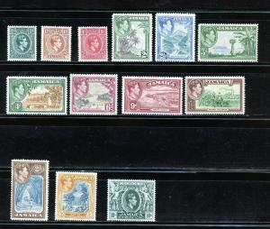 JAMAICA  SCOTT#116/28 GEORGE VI  COMPLETE  MINT NEVER   HINGED