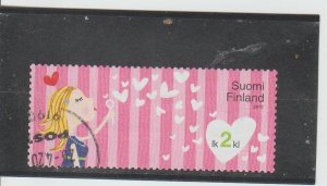 Finland  Scott#  1391e  Used  (2012 Woman Blowing Heart-Shaped Balloons)