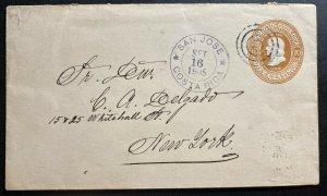 1906 San Jose Costa Rica Postal Stationery Cover To New York USA