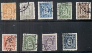 DENMARK #O16-24 Official set, complete, used, VF, Scott $183.50