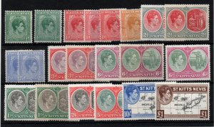 St Kitts Nevis KGVI 1938 mint LHM set + varieties LHM SG68-77F WS37812