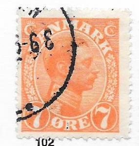 Denmark #98 7o orange King Christian X (U) CV$2.50