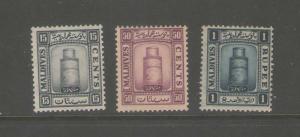 Maldives 1933 SG 17B,19B,20B MH