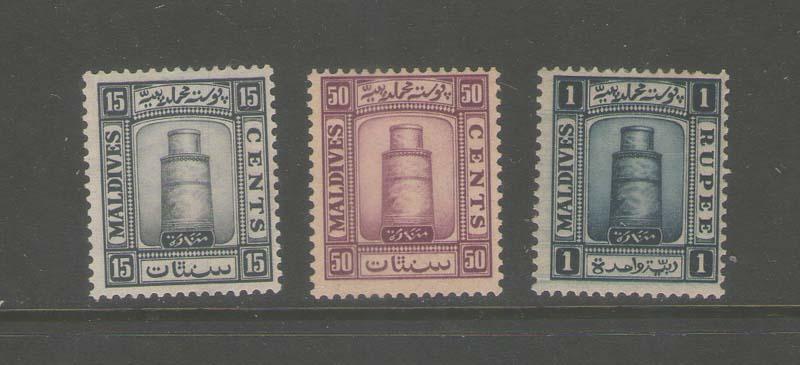 Maldives 1933 SG 17B,19B,20B MH