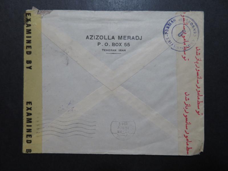 Persia 1944 Cover / UK / Soviet Censors (I) / US SHIPPING ONLY - Z10136