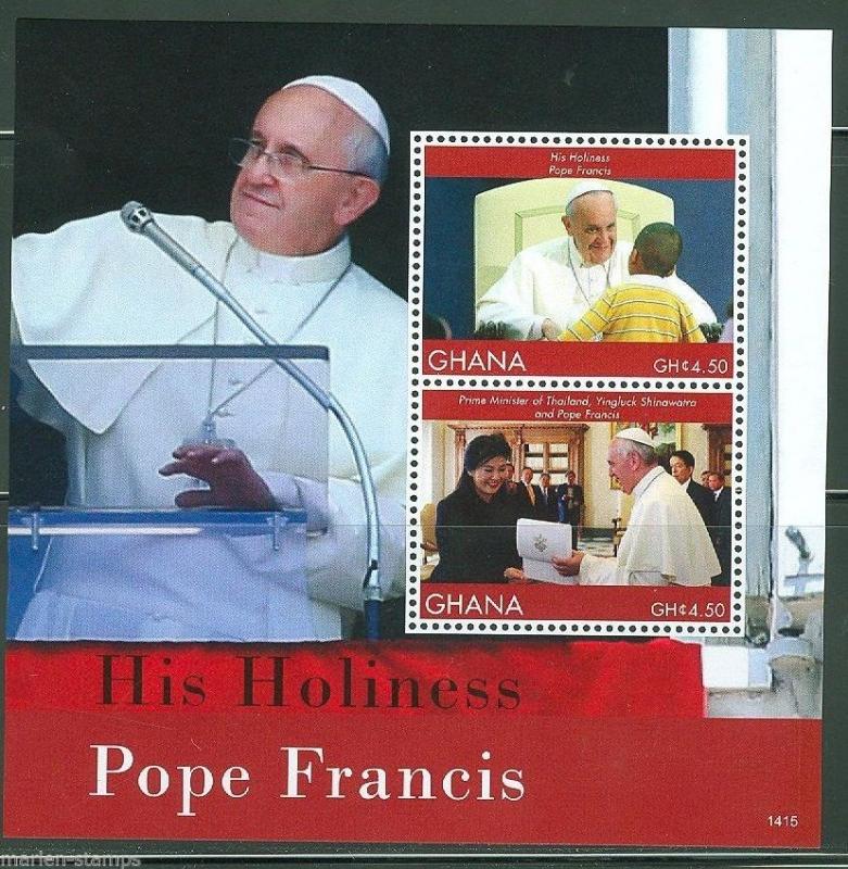 GHANA 2014 POPE FRANCIS MEETINGS SOUVENIR SHEET MINT NH