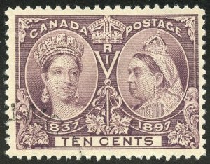 Canada Scott 57 UF-VFLH - 1897 10c Queen Victoria Jubilee Issue - SCV $120.00