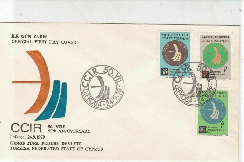 Turkish Federated Cyprus 1979 50th Anniversary of CCIR FDC Stamps Cover Ref23586