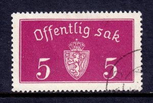 Norway - Scott #O10a - Used - Writing indentation, pencil/rev. - SCV $4.00