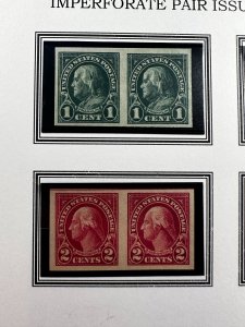 US Scott #575, 576, 577, 611 Imperforate pairs on White Ace Sheet