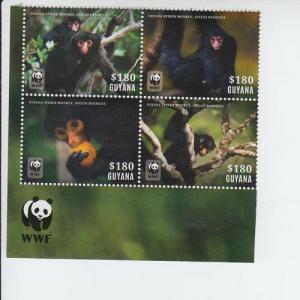 2014 Guyana Spider Monkey WWF B4 (Scott 4315)  $1.80
