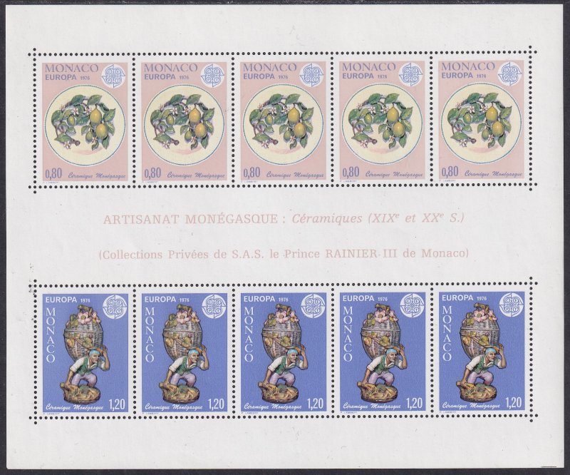 Sc# 1024a Monaco 1976 Europa S/S miniature sheet MNH $32.50