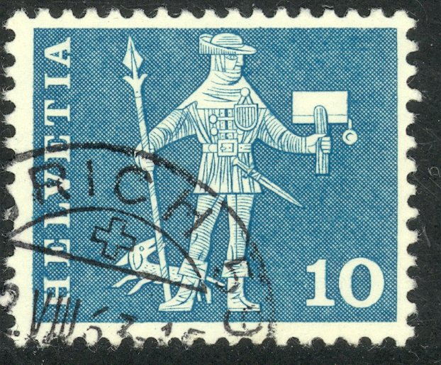 SWITZERLAND 1960-63 10c Messenger Pictorial Sc 383 VFU