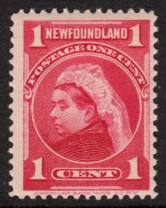 Newfoundland QV 1897 1c Carmine SG84 Mint Hinged