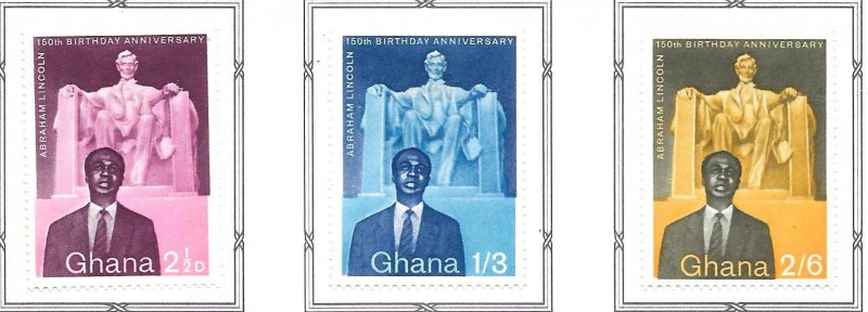 Ghana 39-41: Kwame Nkrumah (1909-1972), Lincoln Memorial, MH, F-VF