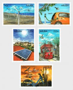 Aruba 2018 MNH Stamps Scott 615-619 Sustainable Energy Tramway Car Bicycle Birds