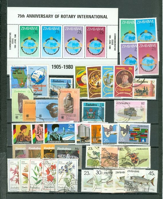 ZIMBABWE LOT of 75 incl 12 SETS...MNH/USED...$115.00