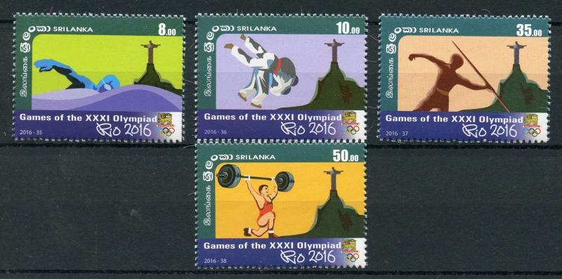 Sri Lanka 2016 MNH Rio 2016 Olympics 4v Set Judo Javelin Swimming Sports Stamps