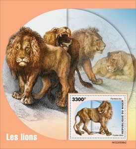 NIGER - 2022 - Lions - Perf Souv Sheet #2 - Mint Never Hinged