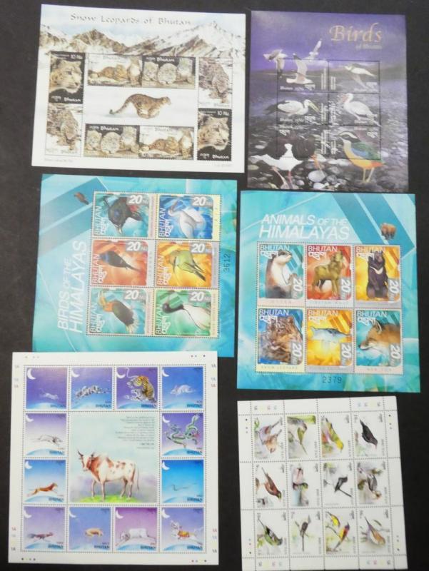 EDW1949SELL : BHUTAN Collection of 12 Different Birds or Animals S/S. All VF MNH