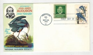 1963 JOHN JAMES AUDUBON OFFICIAL COLOR FDC 1241 COMBO & 874 AUDUBON 1940 Stamp