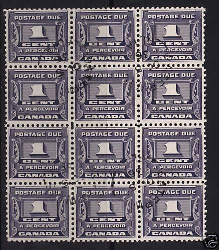 Canada #J11 Used CDS Block Of 12 With Oct 5 1936 Cancel