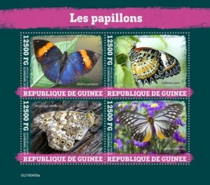 Guinea - 2019 Butterflies on Stamps - 4 Stamp Sheet - GU190409a