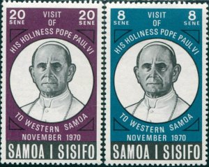 Samoa 1970 SG358-359 Pope Paul VI set MNH