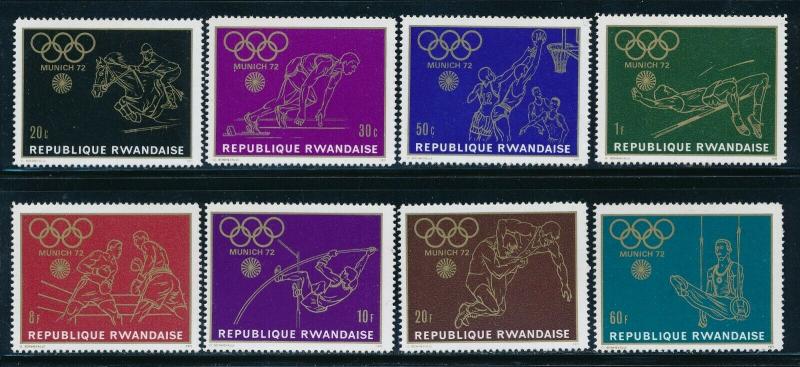 Rwanda - Munich Olympic Games MNH Set #414-21 (1972) 