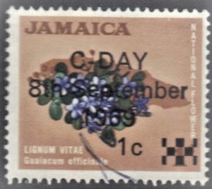 JAMAICA SCOTT# 279 USED 1c on 1p 1969 OVERPRINT