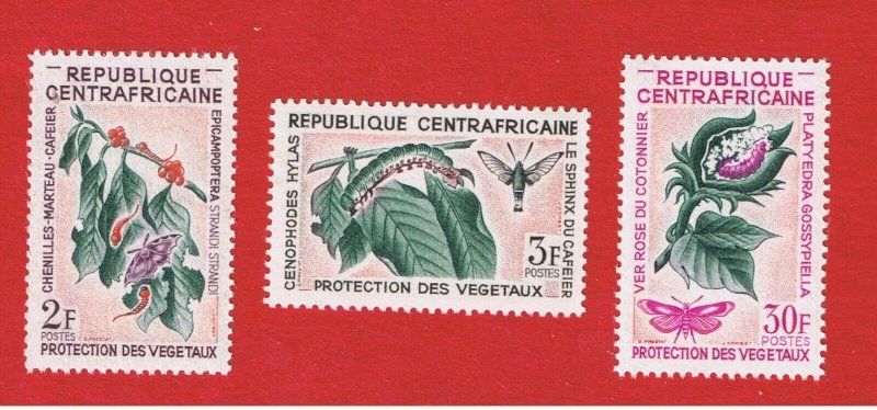 Central Africa #53-55  MNH OG   Moths  Free S/H