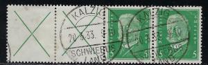 Germany Scott # 368 (2), 2x labels X, used, se-tenant, Mi# W27.2